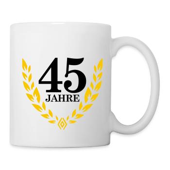 Jubiläum 45 Jahre Lorbeerkranz - Tasse - Weiß - Rechts