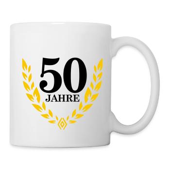 Jubiläum 50 Jahre Lorbeerkranz - Tasse - Weiß - Rechts