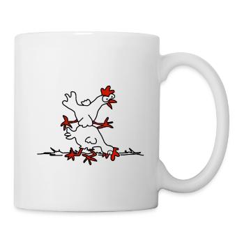 Springendes Huhn - Tasse - Weiß - Rechts