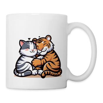 Cuddling Cat And Tiger In Love - Tasse - Weiß - Rechts