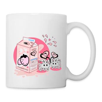 Strawberry Milkshake Cardboard Pink Funny Japanese - Mug - white - Right