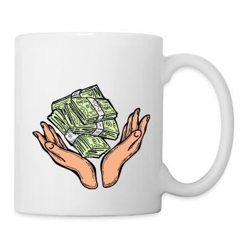 Big money flying to you for wealth and prosperity. - Mug - white - Right