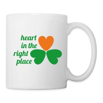 3 Leaf Shamrock, Heart In The Right Place - Mug - white - Right