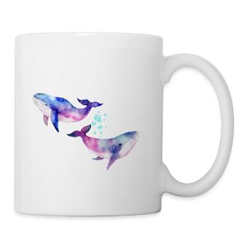 Two rainbow whales/cetaceans - Mug - white - Right