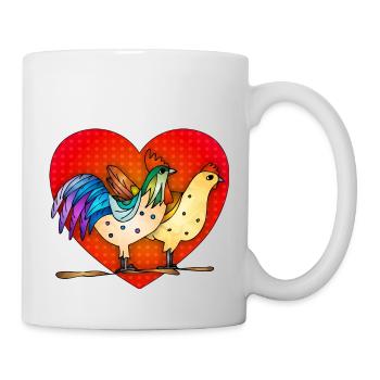 Rooster and hen - Mug - white - Right