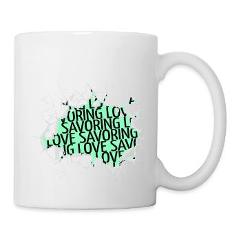 Déclaration : amour de soi, amour, langues, nourriture, culture - Mug blanc - blanc - Droite