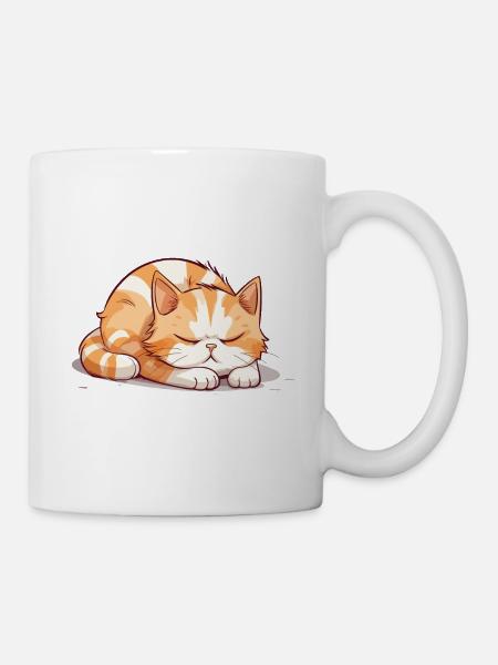 Katze Schläft Schlafshirt Schlafanzug Nachthemd - Tasse - Weiß