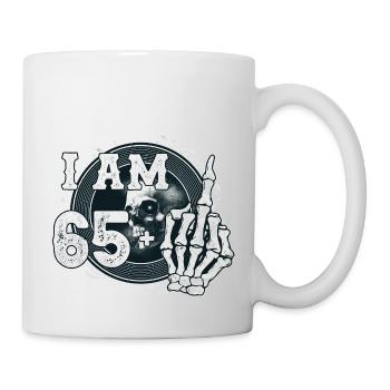 I'm 65 plus 1 middle finger Skull funny 66th - Mug - white - Right