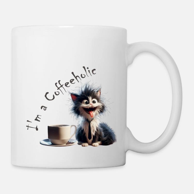 Chat Coffeeholic - Mug blanc - blanc