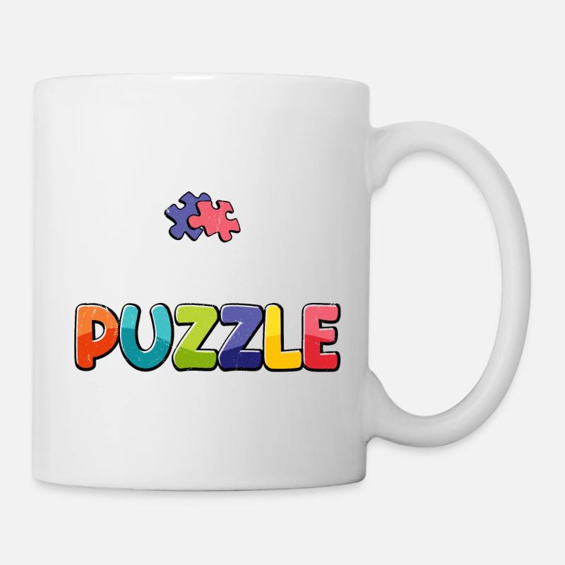 Crazy Puzzle Lady Piece Jigsaw Puzzle - Mug blanc - blanc