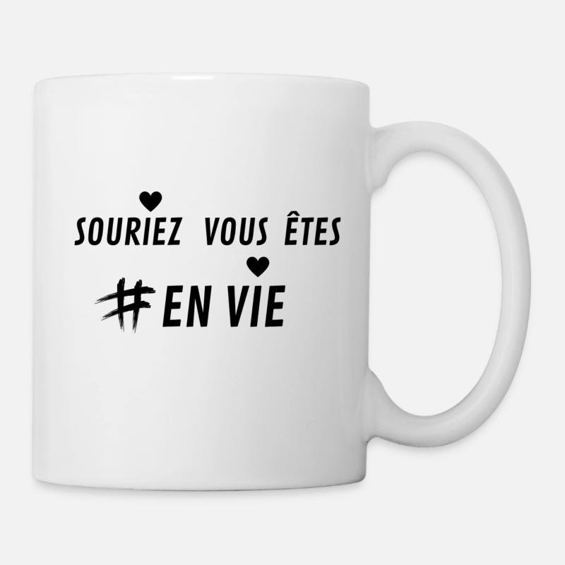 SOURIEZ VOUS ETES EN VIE - Mug blanc - blanc