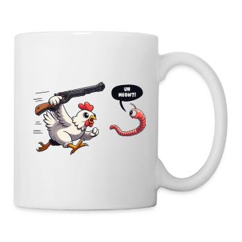 Euh MIAOU Drôle de ver chat poulet disant - Mug blanc - blanc - Droite