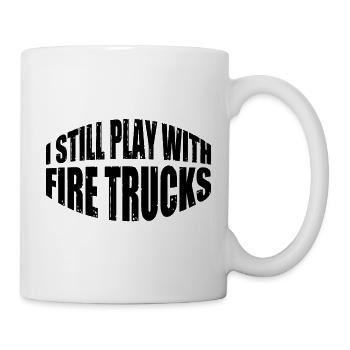 Je joue toujours avec des camions de pompiers 4 - Mug blanc - blanc - Droite
