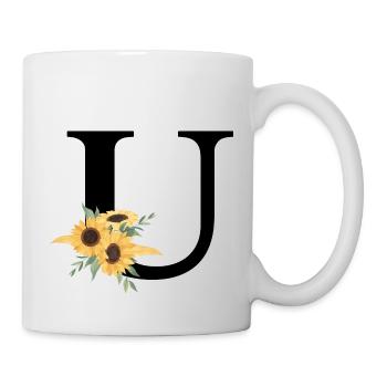 Buchstabe u blumige Sonnenblume - Tasse - Weiß - Rechts