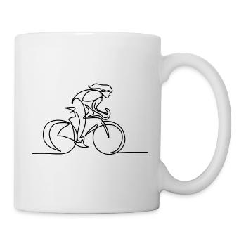 Bike in line drawing - LINE ART - Sport Cyclist - Mug - white - Right