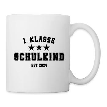 Schulkind 1. Klasse - im College Stil - Sterne - Tasse - Weiß - Rechts