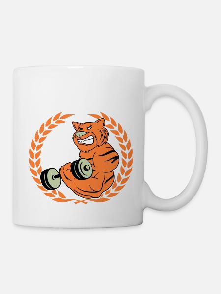 tiger muskeln bodybuilder - Tasse - Weiß