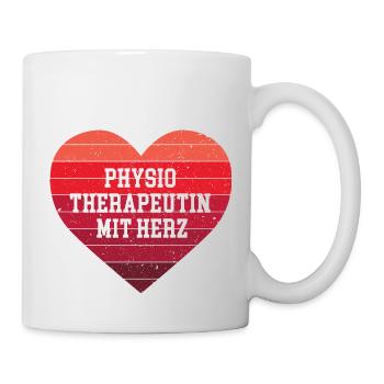 Physiotherapeutin mit Herz Physiotherapie Physio - Tasse - Weiß - Rechts