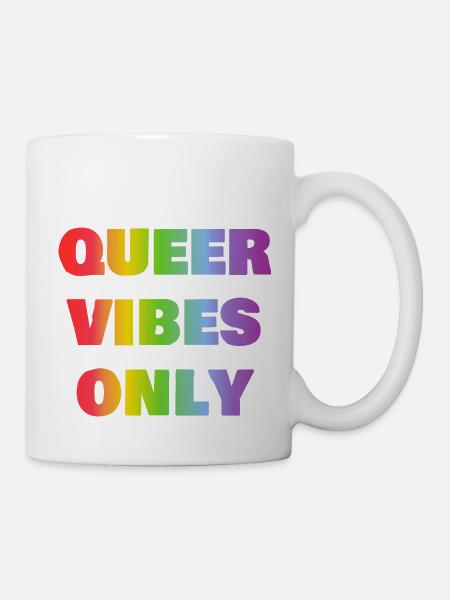 Queer Vibes Nur Regenbogen LGBT Pride - Tasse - Weiß