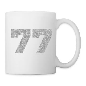 Numéro 77 paillettes argenté - 77e anniversaire - Mug blanc - blanc - Droite
