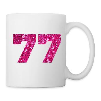 Numéro 77 paillettes rose - 77e anniversaire - Mug blanc - blanc - Droite