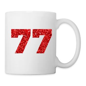 Numéro 77 paillettes rouge - 77e anniversaire - Mug blanc - blanc - Droite