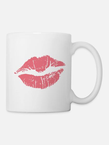 Kuss Kiss Liebe Kussmund JGA - Tasse - Weiß