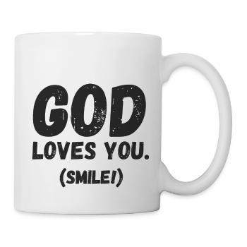 Gott liebt dich. Lächeln! - Tasse - Weiß - Rechts