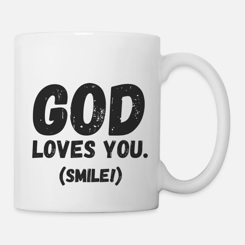 Gott liebt dich. Lächeln! - Tasse - Weiß
