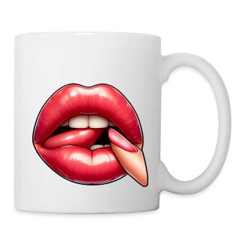 Attraktive rosa Lippe - Tasse - Weiß - Rechts