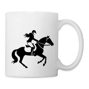 Cheval d’équitation Silhouette Femme - Mug blanc - blanc - Droite