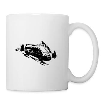 Camping Bus Van mit Bergen und Landschaft - Tasse - Weiß - Rechts