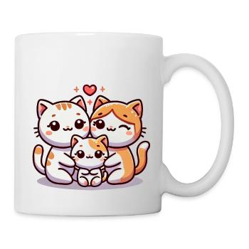 Aimant Chat Famille Mère Et Père Avec Un Enfant - Mug blanc - blanc - Droite