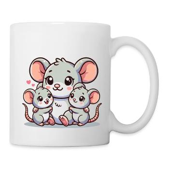 Parent souris aimant avec deux enfants mignons - Mug blanc - blanc - Droite