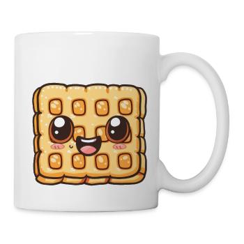 Cute kawaii waffle with a radiant smile - Mug - white - Right