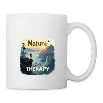 Nature is my Therapy - Hiking in the mountains - Mug - white - Right
