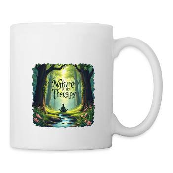 Nature is my Therapy - Meditation in the forest - Mug - white - Right