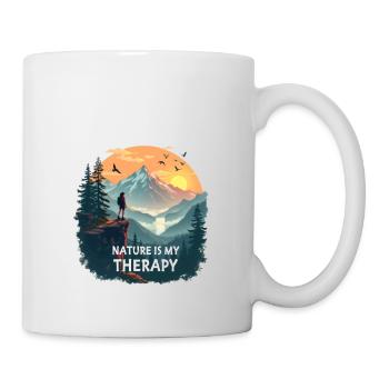 Nature is my Therapy - Hiking in the mountains - Mug - white - Right