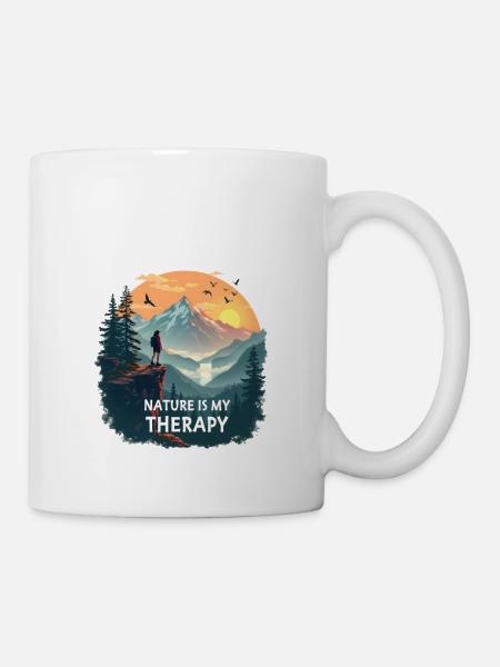 La nature est ma thérapie - Randonnée en montagne - Mug blanc - blanc