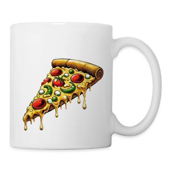 Pizza Cartoon Schmelzender Käse Lustiges Design - Tasse - Weiß - Rechts