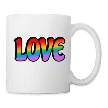 Amour arc-en-ciel rétro - Mug blanc - blanc - Droite