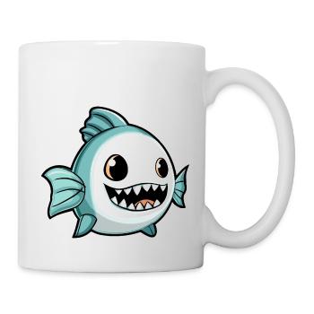 Piranha Fische Halloween Comic Geist - Tasse - Weiß - Rechts