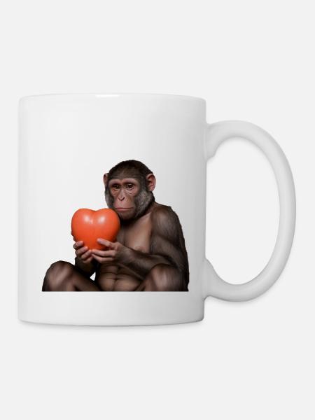 Affe mit einem Herz - Tasse - Weiß