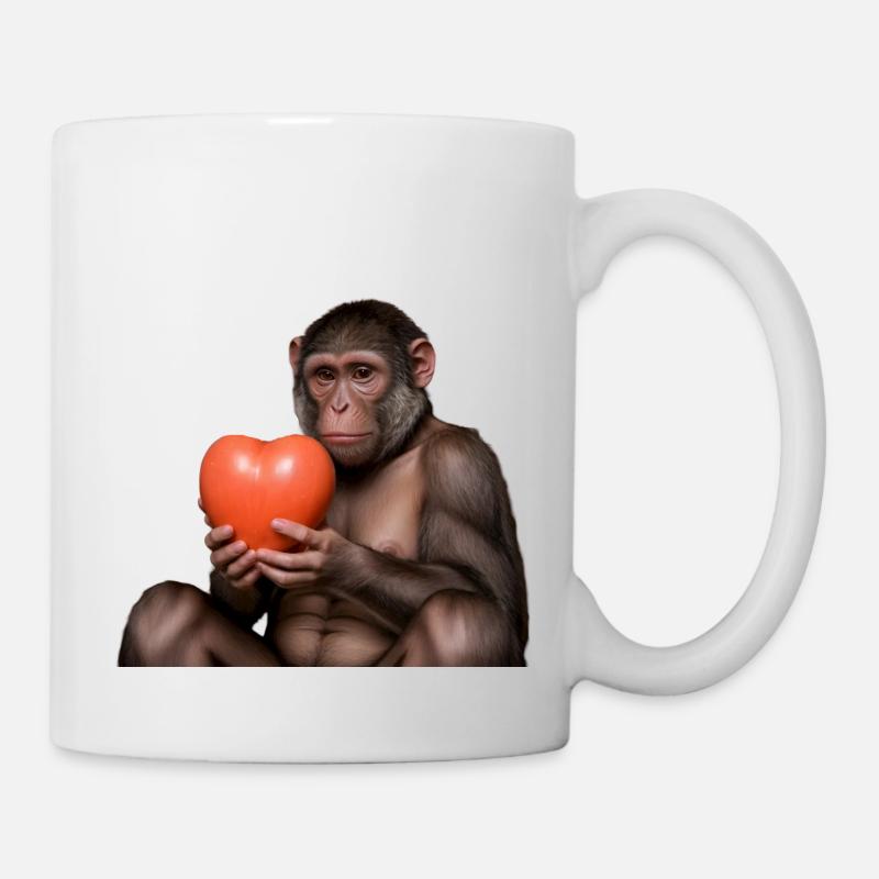 Affe mit einem Herz - Tasse - Weiß
