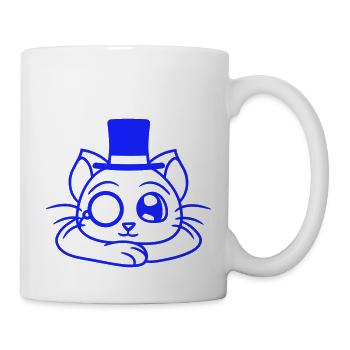 Sir Cat Gentleman Chapeau haut de forme Monocle Rich Gentleman - Mug blanc - blanc - Droite