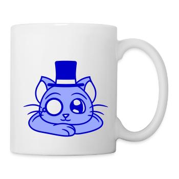 Sir Cat Gentleman Chapeau haut de forme Monocle Rich Gentleman - Mug blanc - blanc - Droite