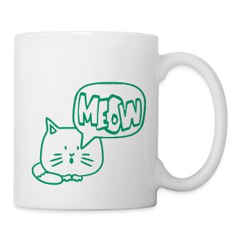 Süße Katze Comic Sprechblase Meow Miau Cartoon Fun - Tasse - Weiß - Rechts