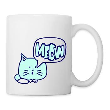 Süße Katze Comic Sprechblase Meow Miau Cartoon Fun - Tasse - Weiß - Rechts