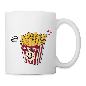 Mr Smileys - Retro Vintage Cartoon French Fries - Tasse - Weiß - Rechts