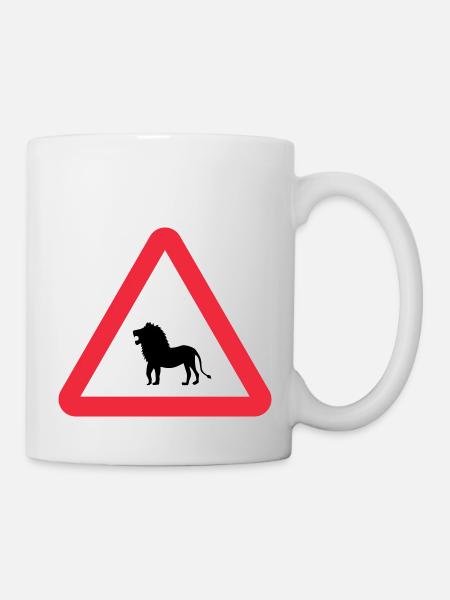 Achtung Löwen-Warnung - Tasse - Weiß